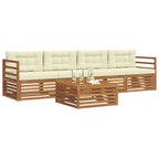 Conjunto de sofás de exterior con cojín 5 pcs Natural y Crema