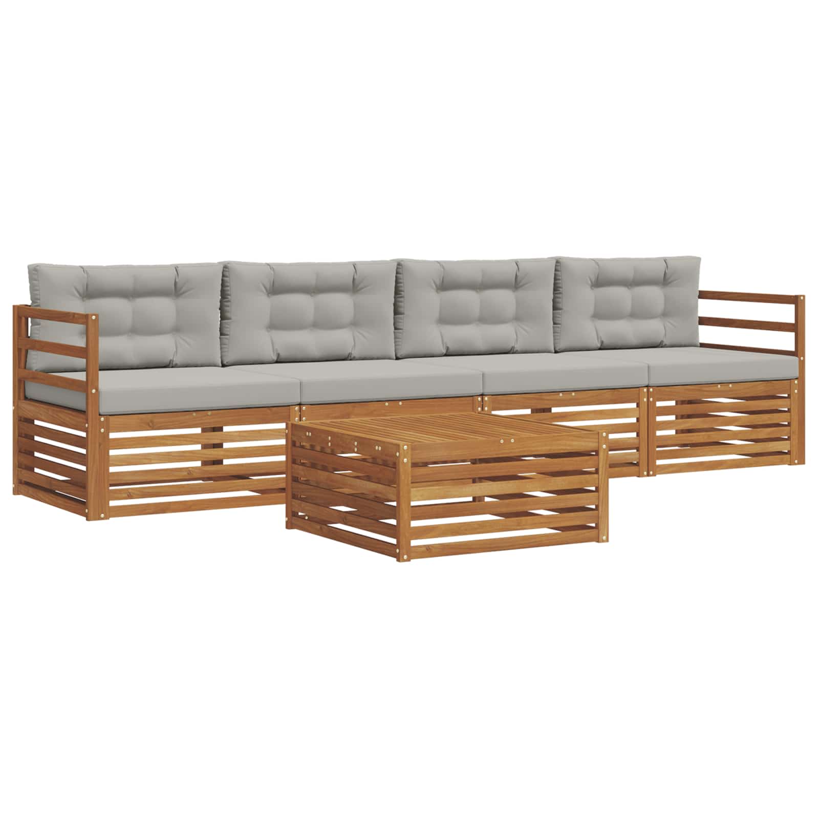 Conjunto de sofás de exterior 5 pcs Gris Natural y Claro