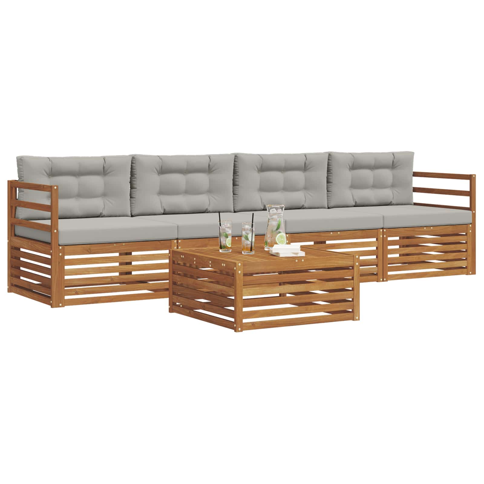 Conjunto de sofás de exterior 5 pcs Gris Natural y Claro