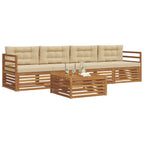 Conjunto de sofás de exterior con cojín 5 pcs Natural y Beige