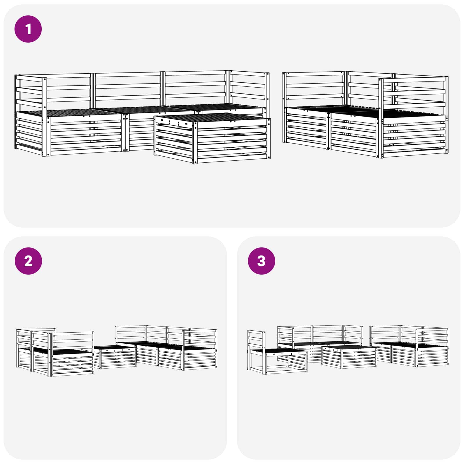 Conjunto de sofás de exterior 6 pcs Natural