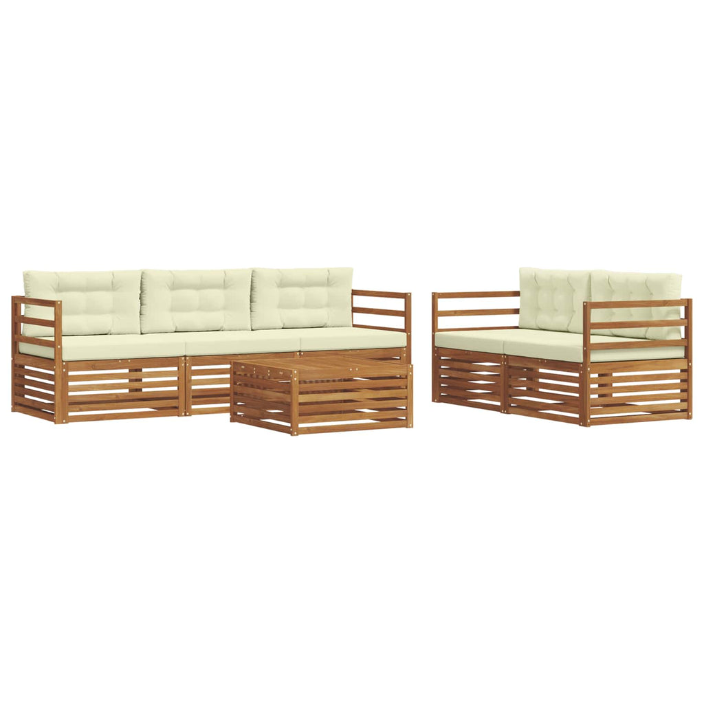Conjunto de sofás de exterior con cojín 6 pcs Natural y Crema