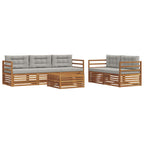 Conjunto de sofás de exterior 6 pcs Gris Natural y Claro