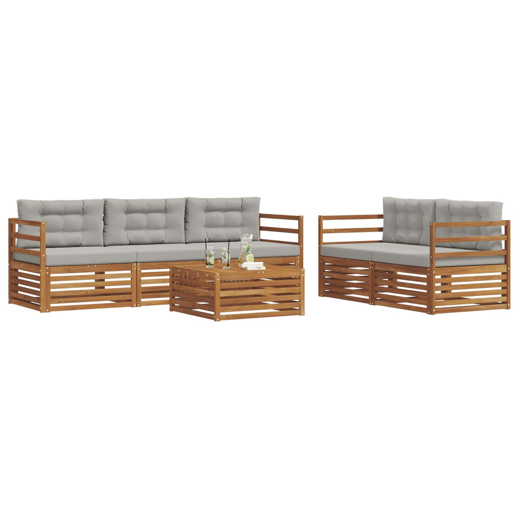 Conjunto de sofás de exterior 6 pcs Gris Natural y Claro
