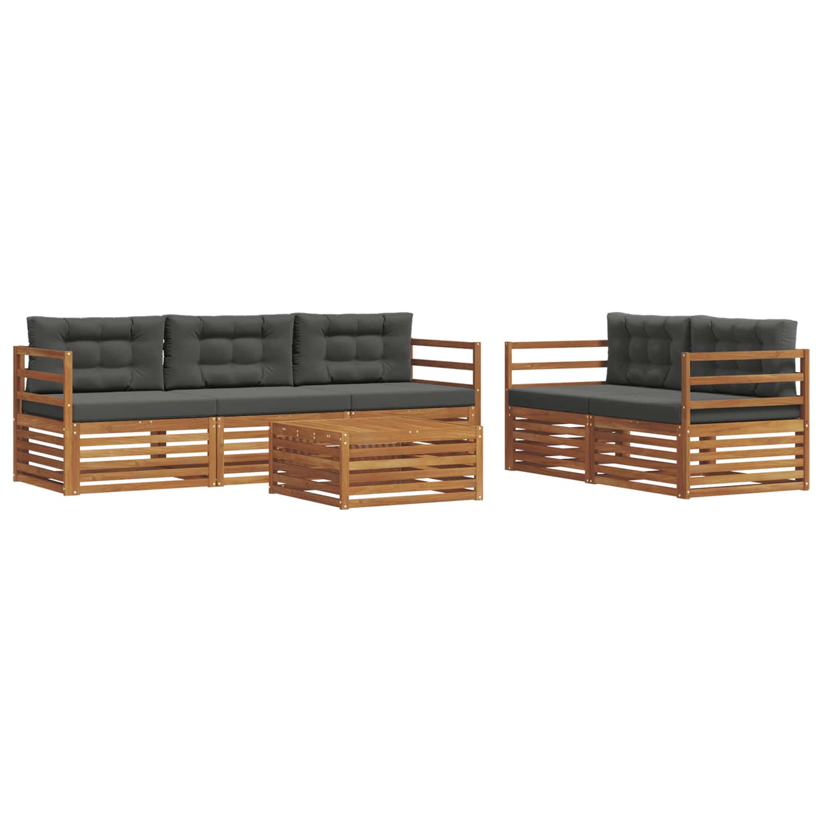 Conjunto de sofás de exterior 6 pcs Natural y Antracita
