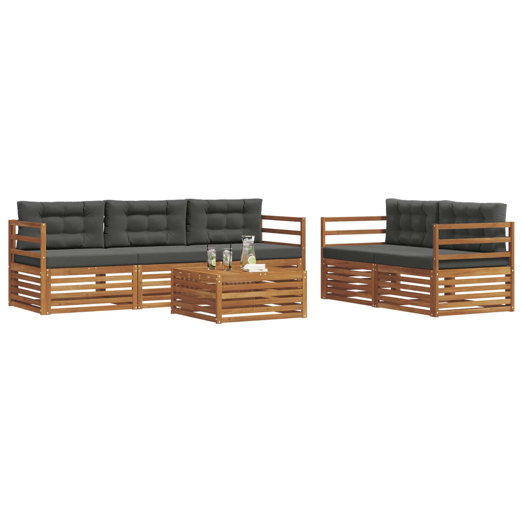 Conjunto de sofás de exterior 6 pcs Natural y Antracita