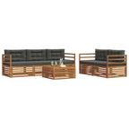 Conjunto de sofás de exterior 6 pcs Natural y Antracita