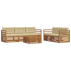 Conjunto de sofás de exterior con cojín 6 pcs Natural y Beige