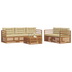 Conjunto de sofás de exterior con cojín 6 pcs Natural y Beige