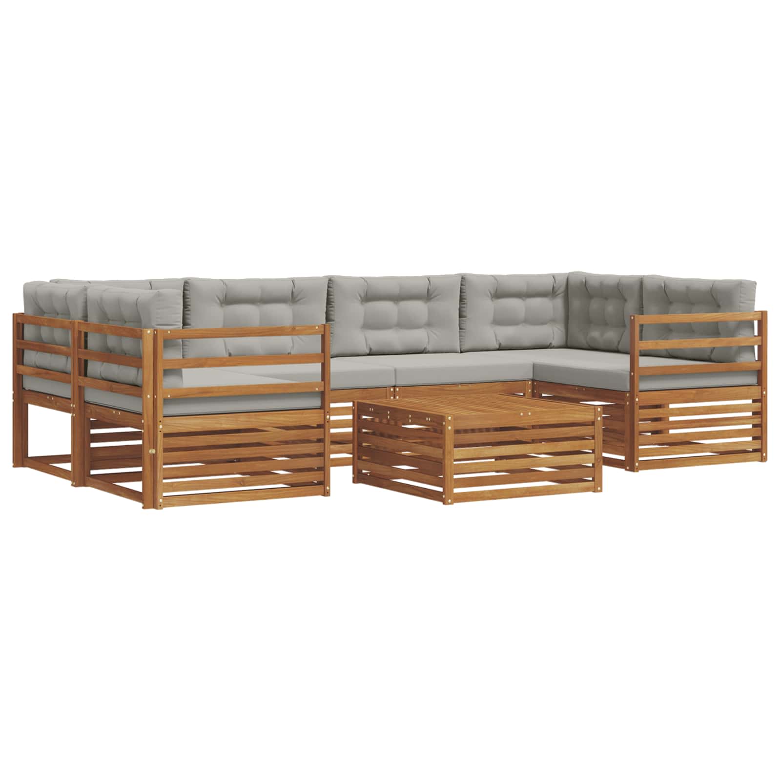 Conjunto de sofás de exterior 7 pcs Gris Natural y Claro