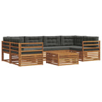 Conjunto de sofás de exterior 7 pcs Natural y Antracita