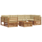 Conjunto de sofás de exterior con cojín 7 pcs Natural y Beige