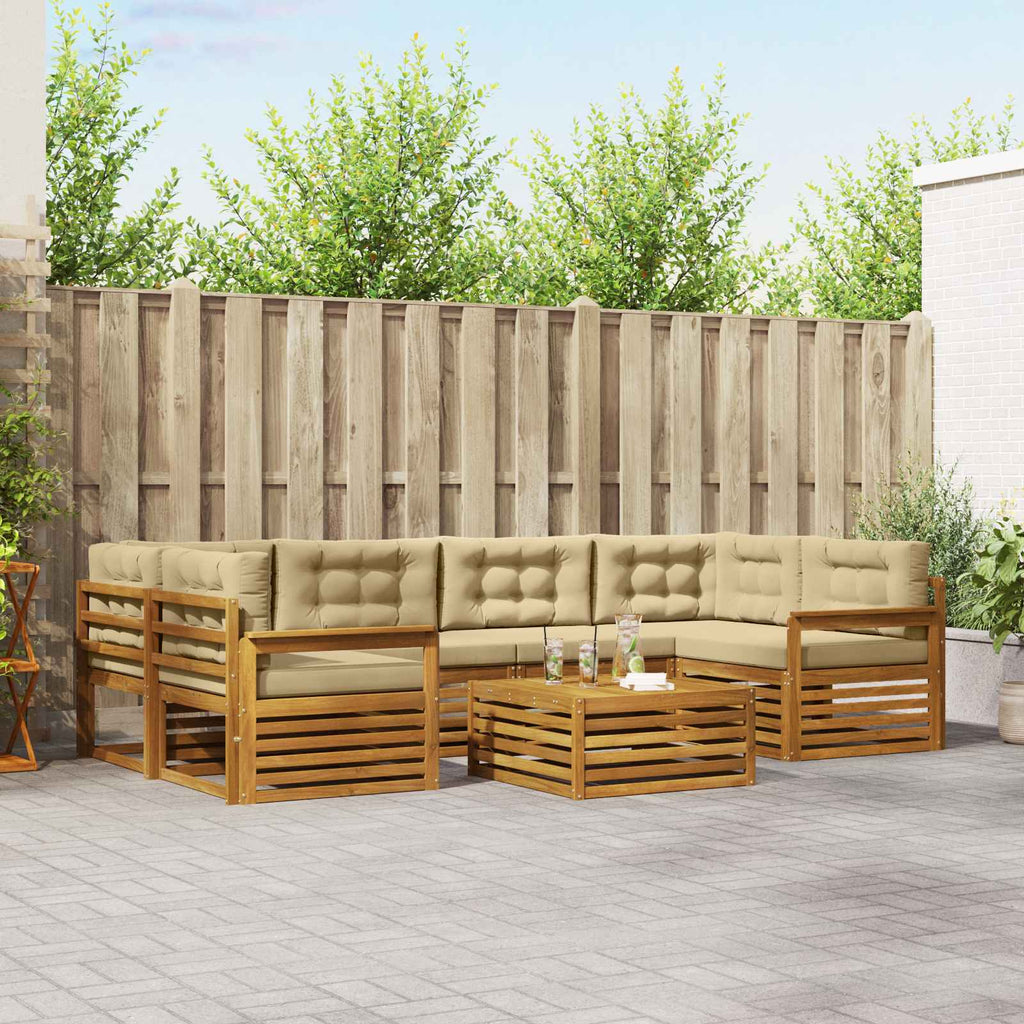 Conjunto de sofás de exterior 7 pcs Natural y Beige