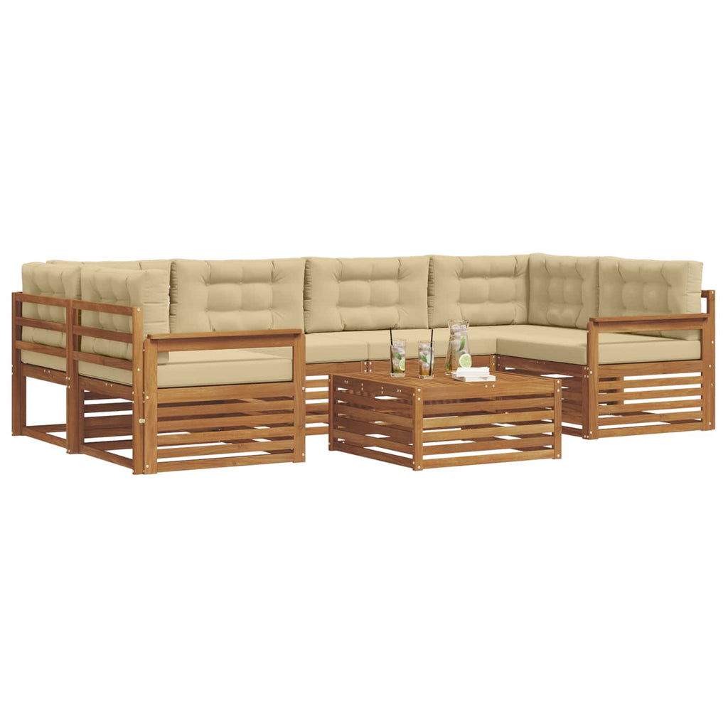 Conjunto de sofás de exterior 7 pcs Natural y Beige