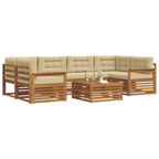 Conjunto de sofás de exterior 7 pcs Natural y Beige