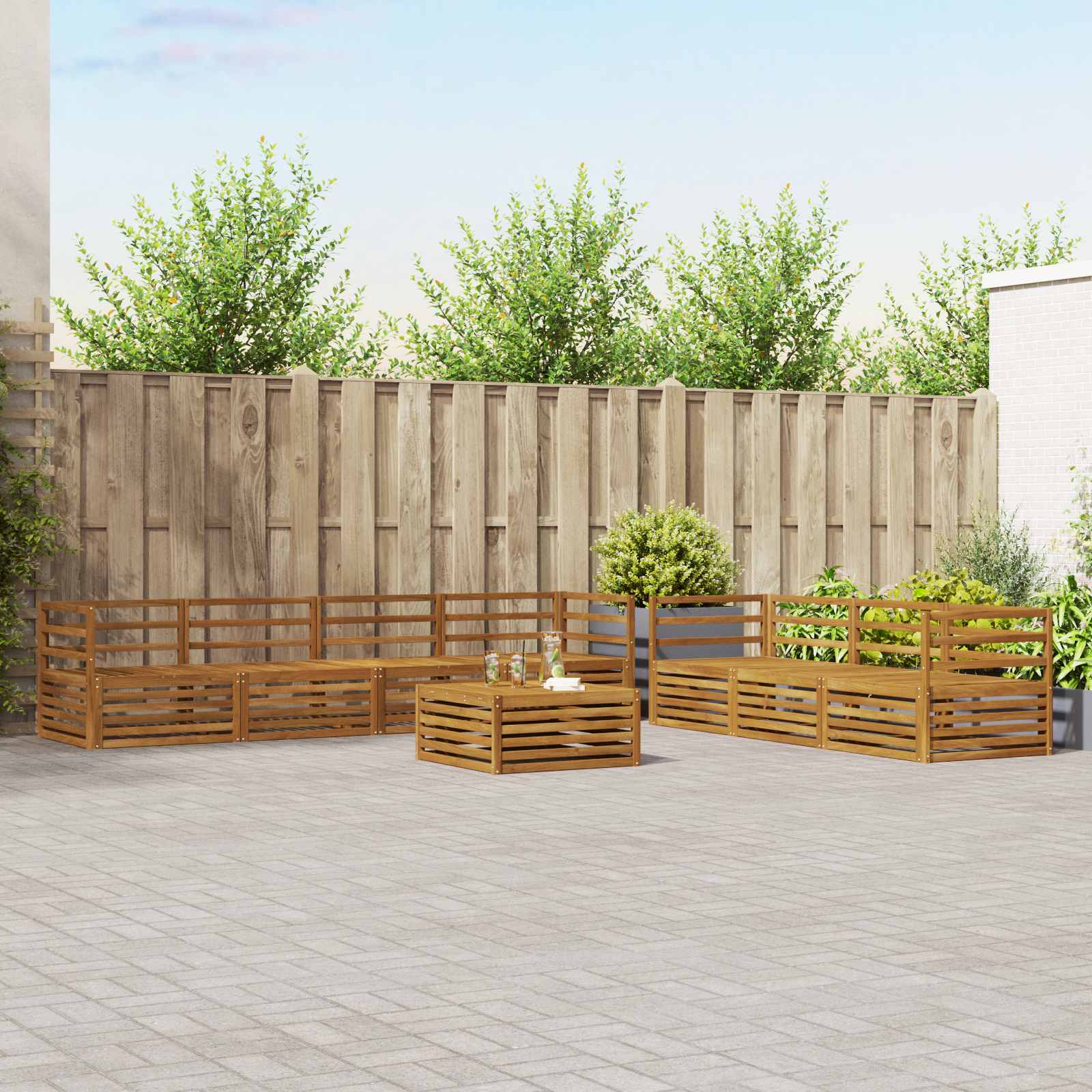 Conjunto de sofás de exterior 8 pcs Natural