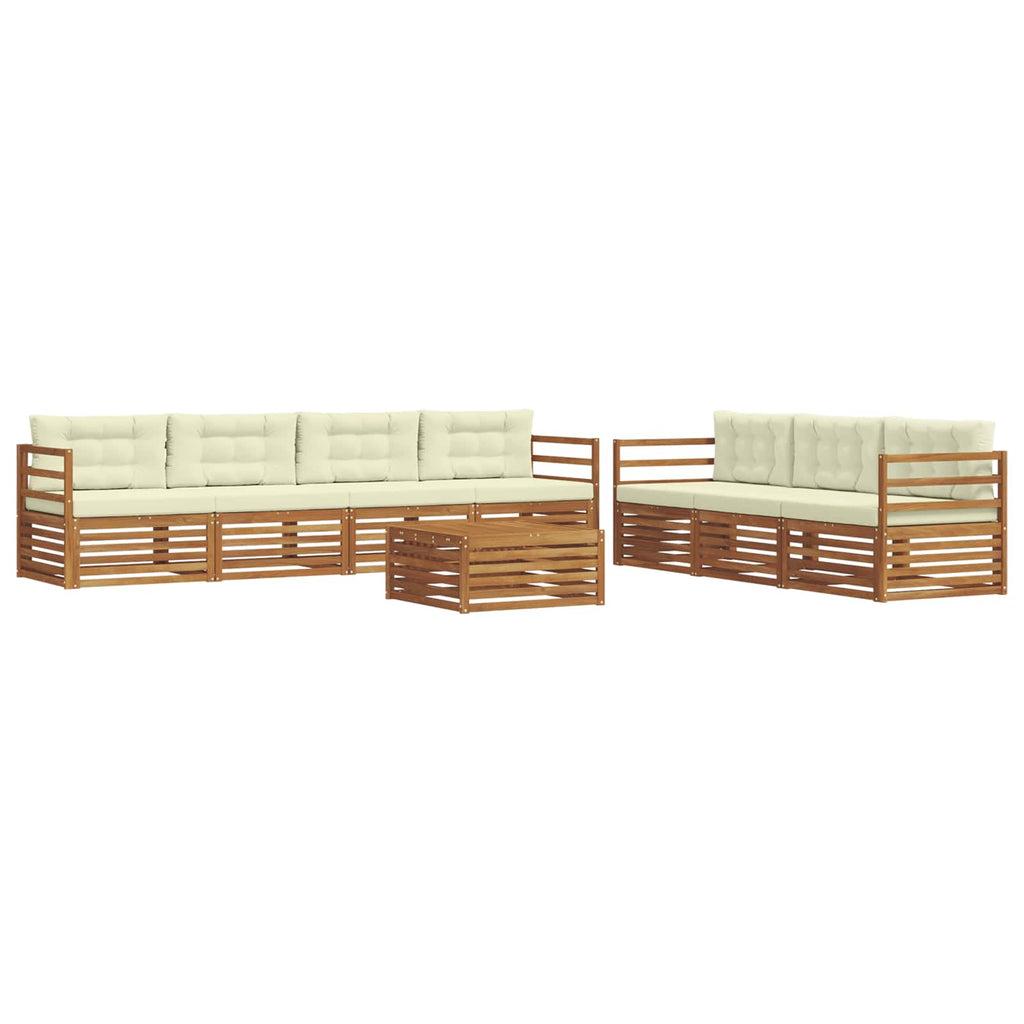 Conjunto de sofás de exterior con cojín 8 pcs Natural y Crema