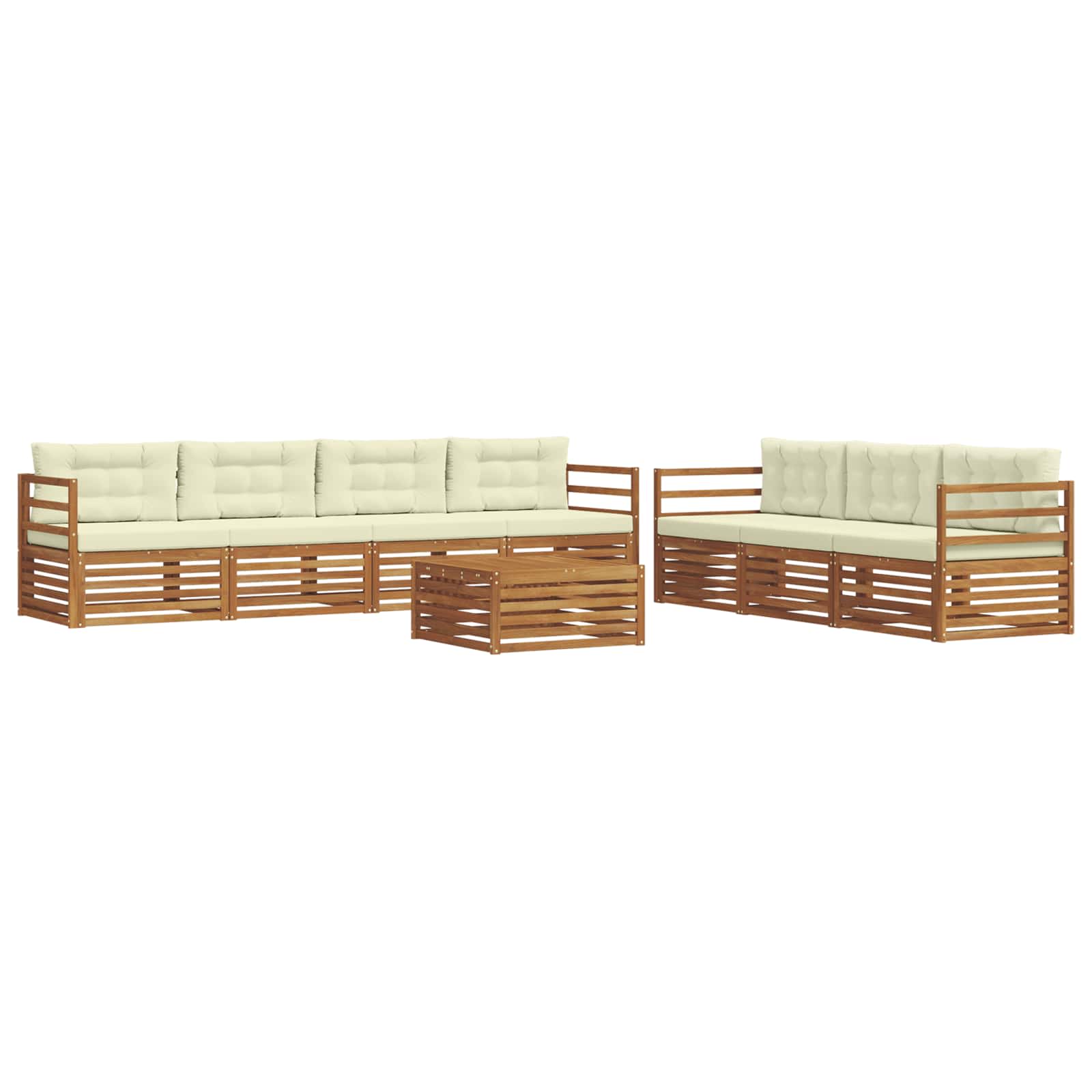 Conjunto de sofás de exterior con cojín 8 pcs Natural y Crema