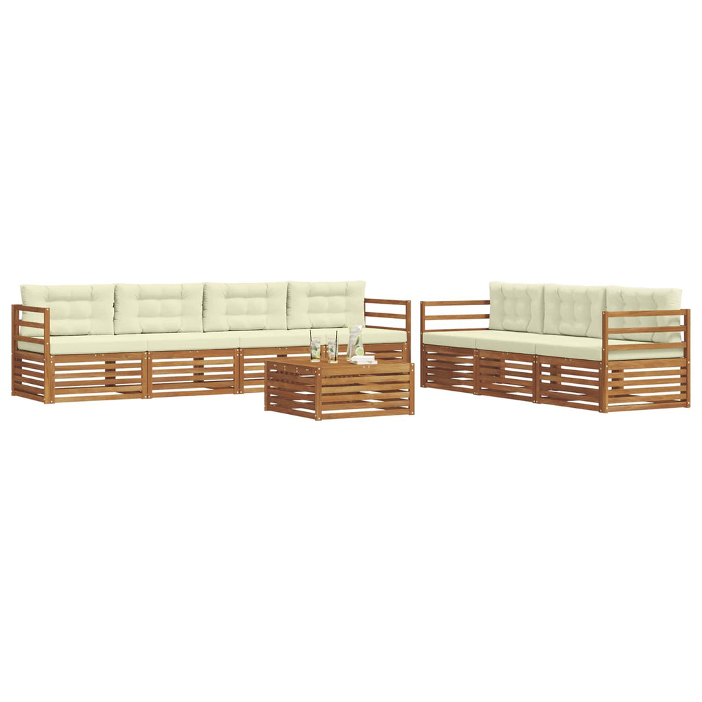 Conjunto de sofás de exterior con cojín 8 pcs Natural y Crema