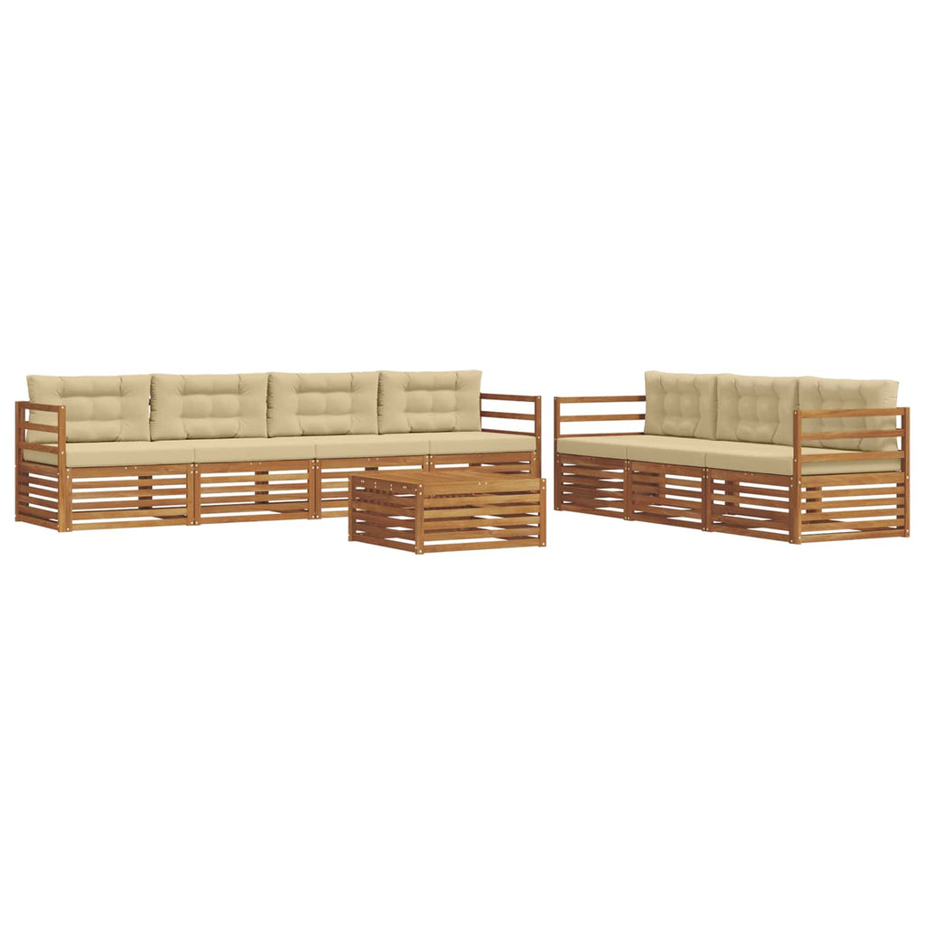 Conjunto de sofás de exterior con cojín 8 pcs Natural y Beige