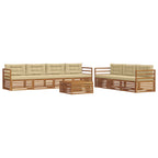 Conjunto de sofás de exterior con cojín 8 pcs Natural y Beige