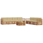 Conjunto de sofás de exterior con cojín 8 pcs Natural y Beige