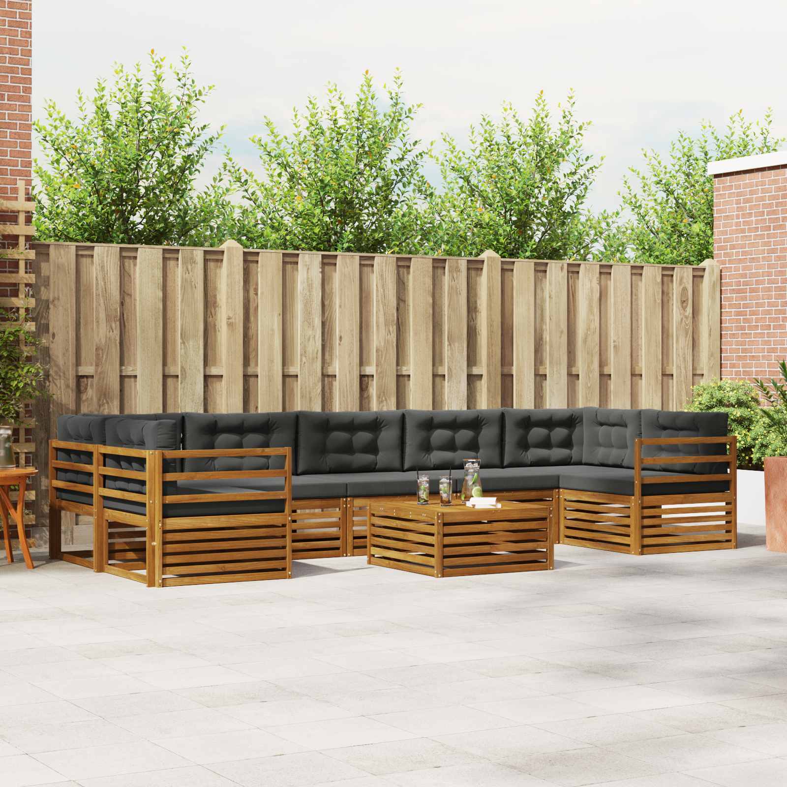Conjunto de sofás de exterior 8 pcs Blanco y Antracita