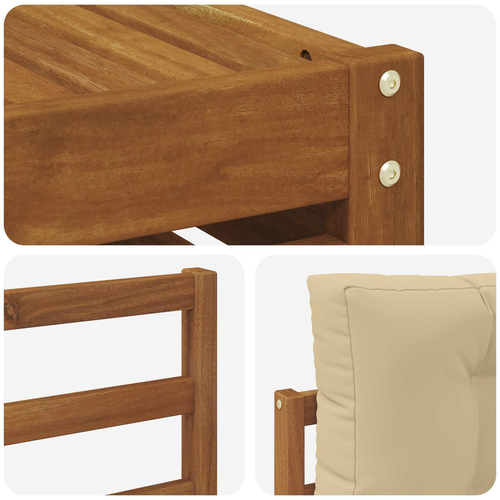 Conjunto de sofás de exterior con cojín 8 pcs Natural y Beige