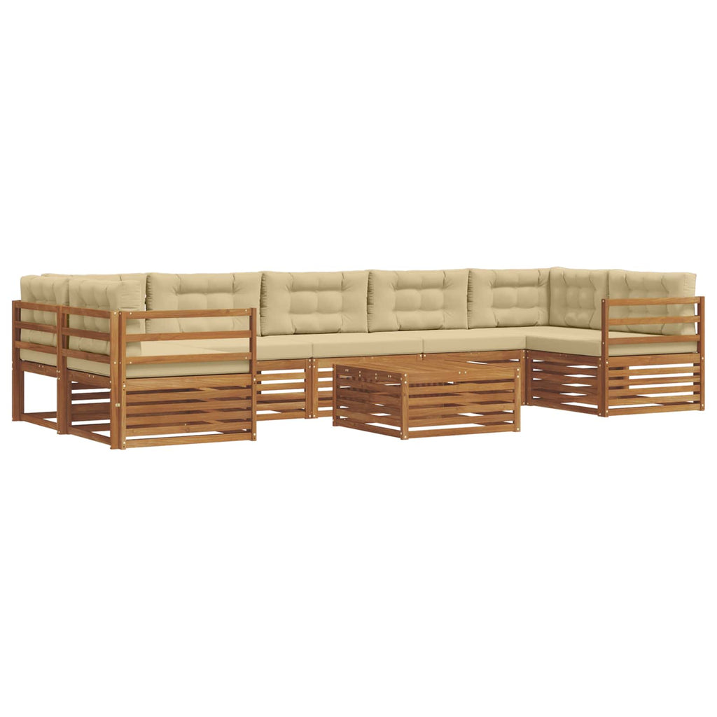 Conjunto de sofás de exterior con cojín 8 pcs Natural y Beige