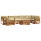 Conjunto de sofás de exterior con cojín 8 pcs Natural y Beige