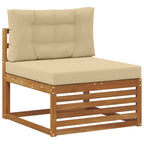Conjunto de sofás de exterior con cojín 8 pcs Natural y Beige