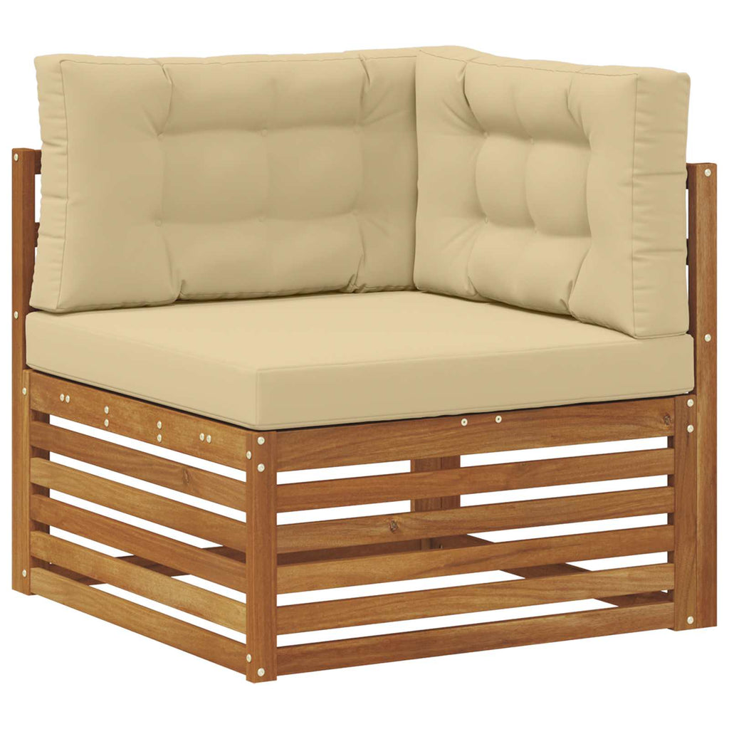 Conjunto de sofás de exterior con cojín 8 pcs Natural y Beige