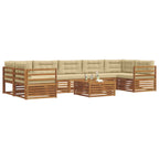 Conjunto de sofás de exterior con cojín 8 pcs Natural y Beige