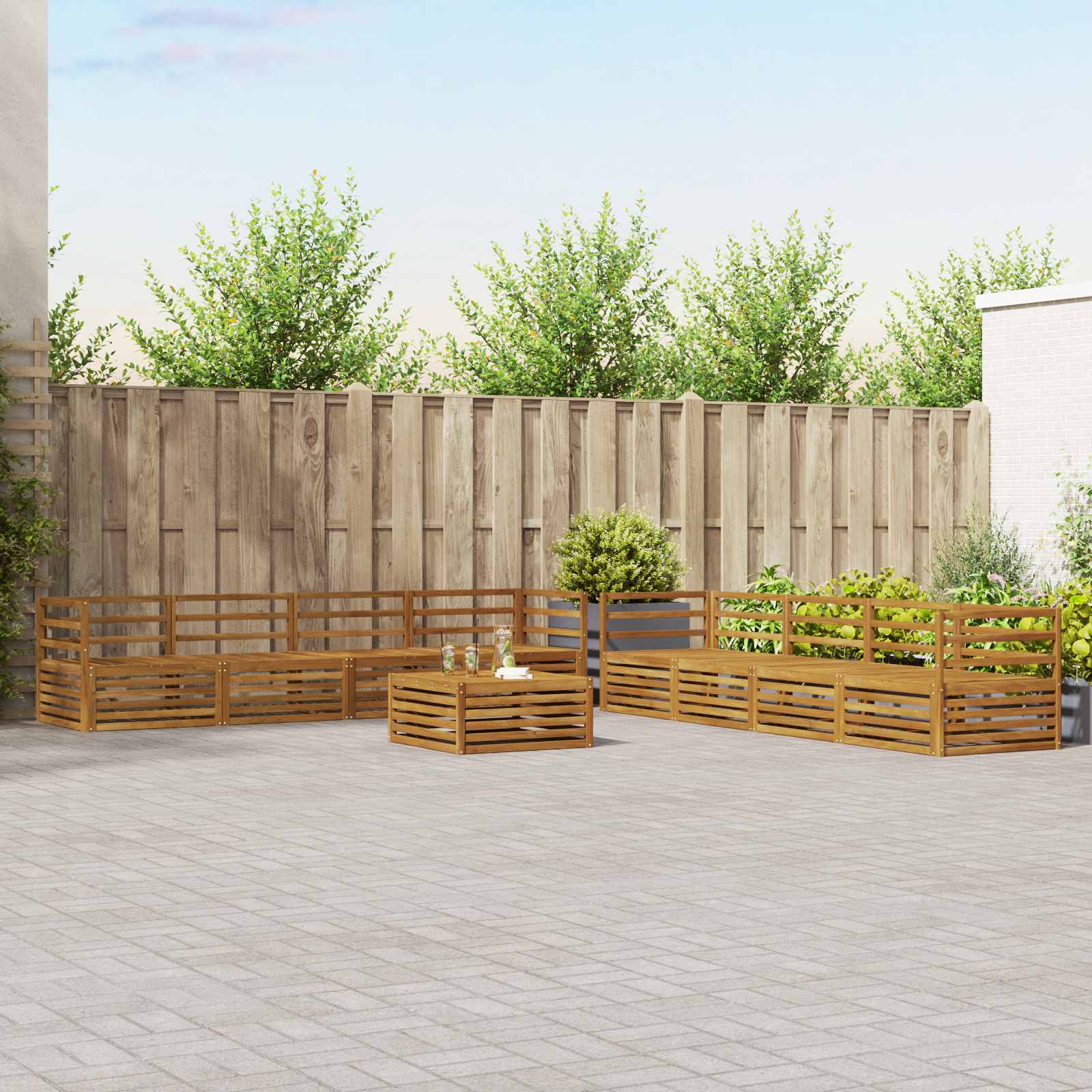 Conjunto de sofás de exterior 9 peças Branco 79 x 79 x 37 cm