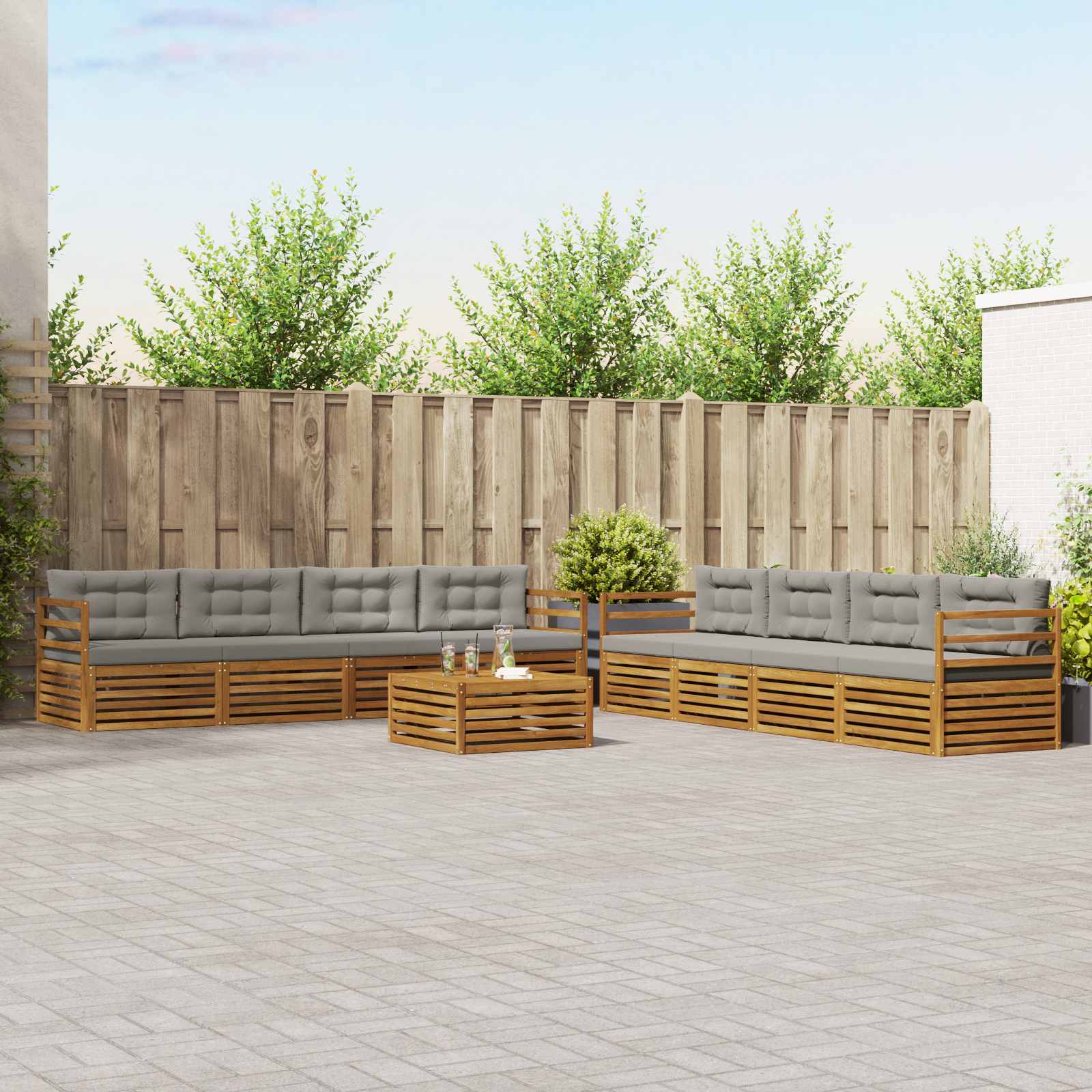 Conjunto de sofás de exterior 9 peças Branco 79 x 79 x 37 cm