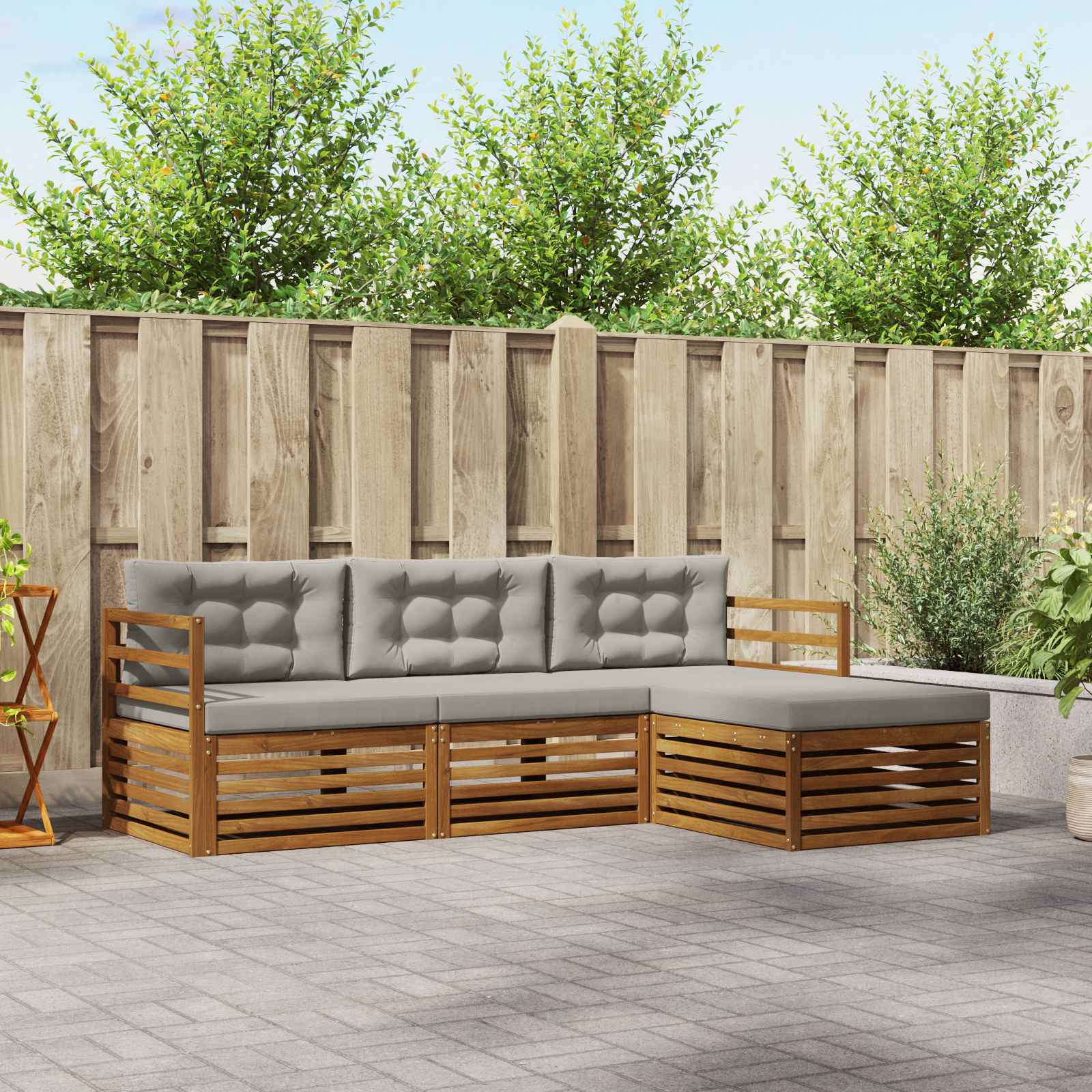 Conjunto de sofás de exterior con cojín Gris Natural y Claro