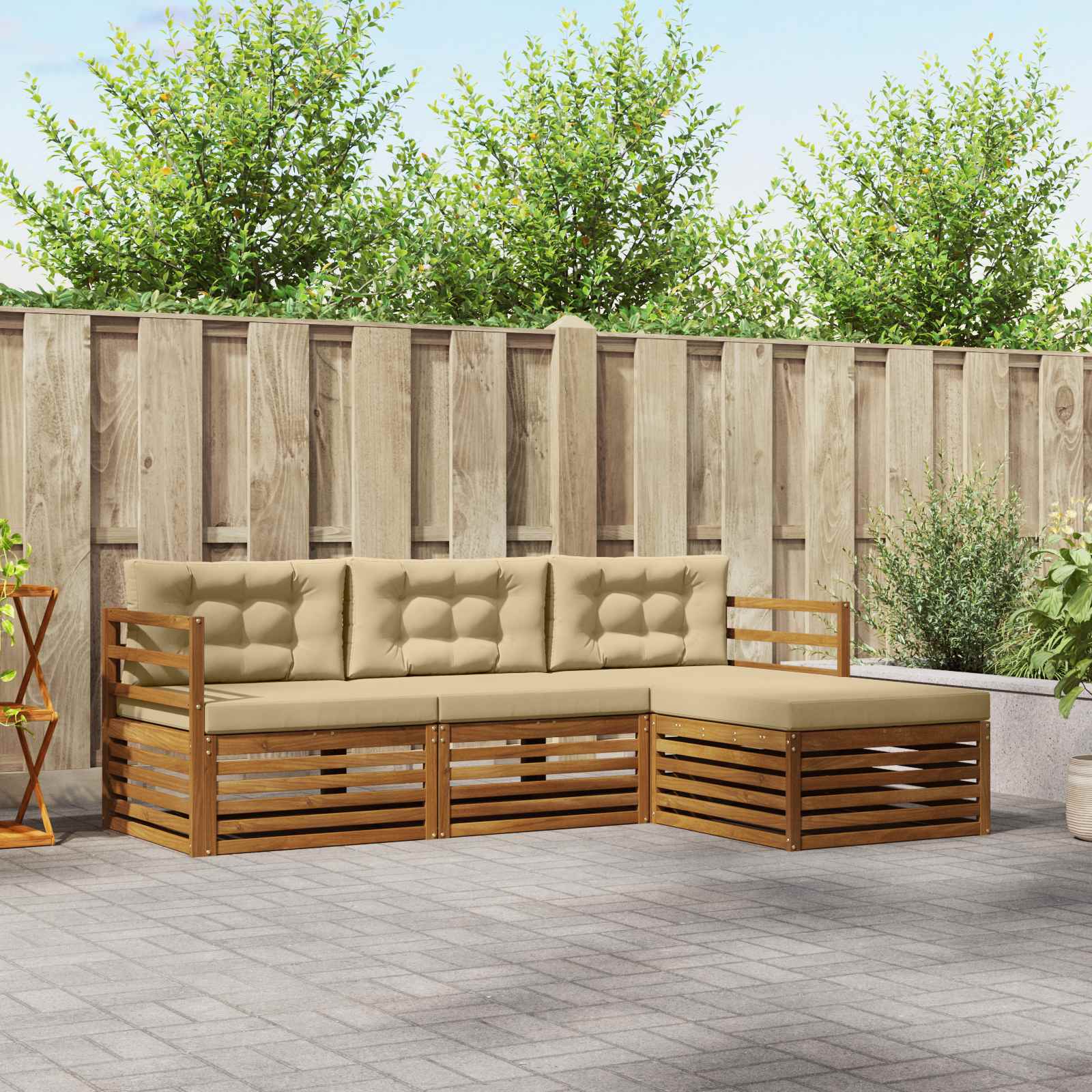 Conjunto de sofás de exterior con cojín Gris Natural y Claro