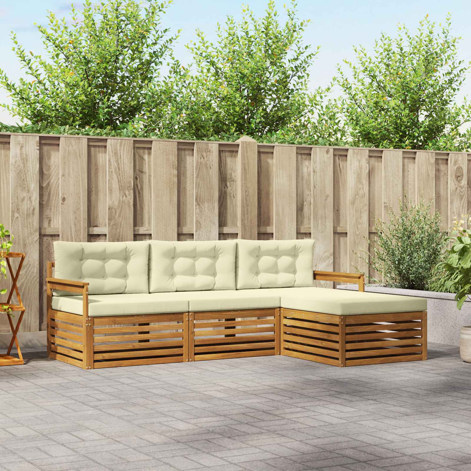 Conjunto de sofás de exterior con cojín Gris Natural y Claro
