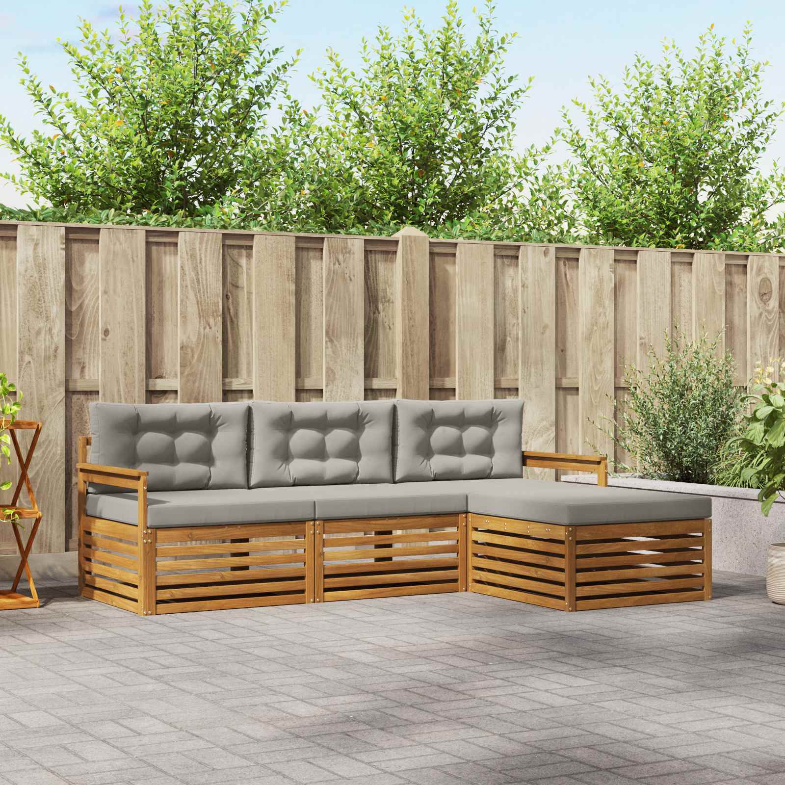 Conjunto de sofás de exterior con cojín Gris Natural y Claro