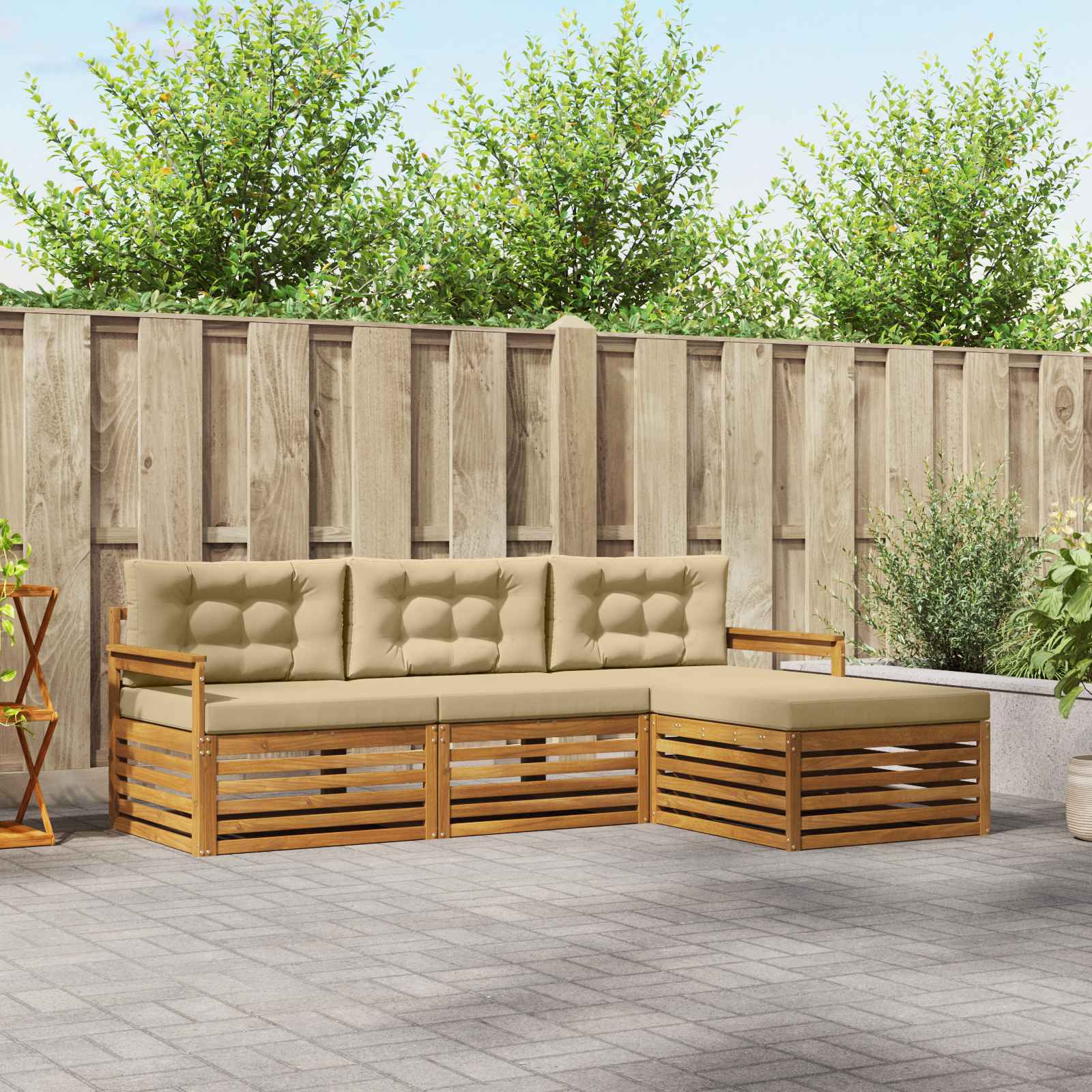 Conjunto de sofás de exterior con cojín Gris Natural y Claro