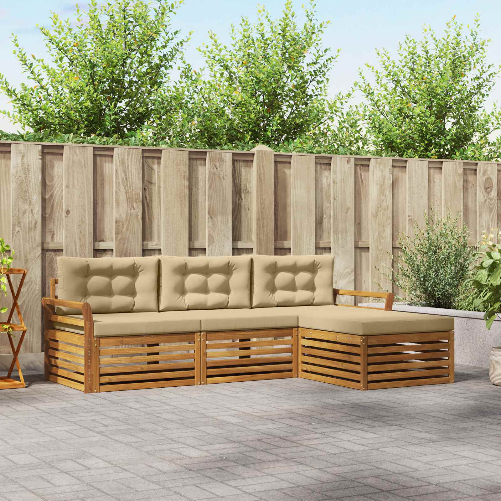 Conjunto de sofás de exterior con cojín Gris Natural y Claro