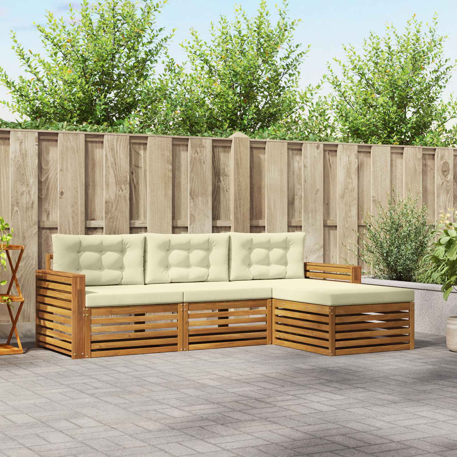 Conjunto de sofás de exterior con cojín Gris Natural y Claro