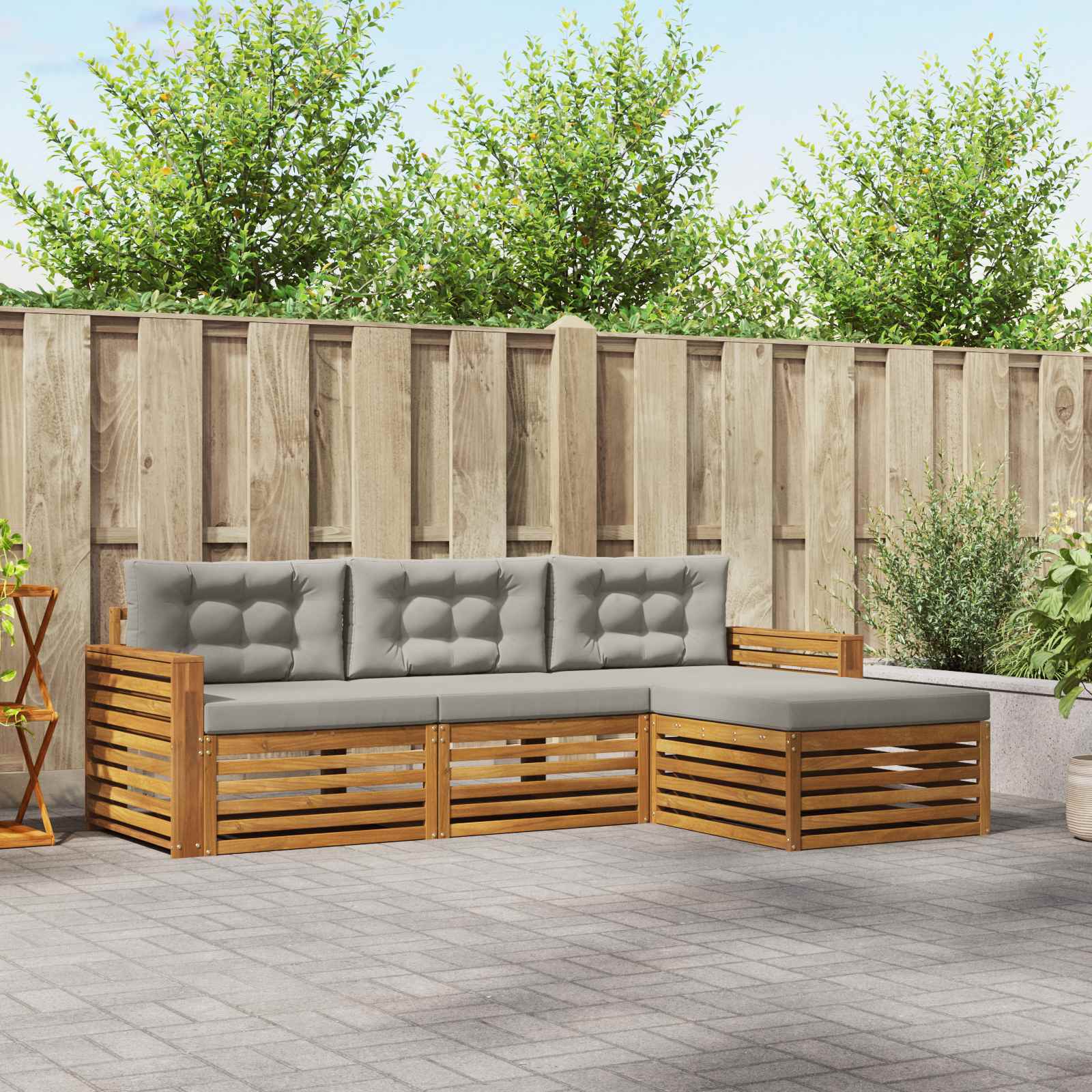 Conjunto de sofás de exterior con cojín Gris Natural y Claro