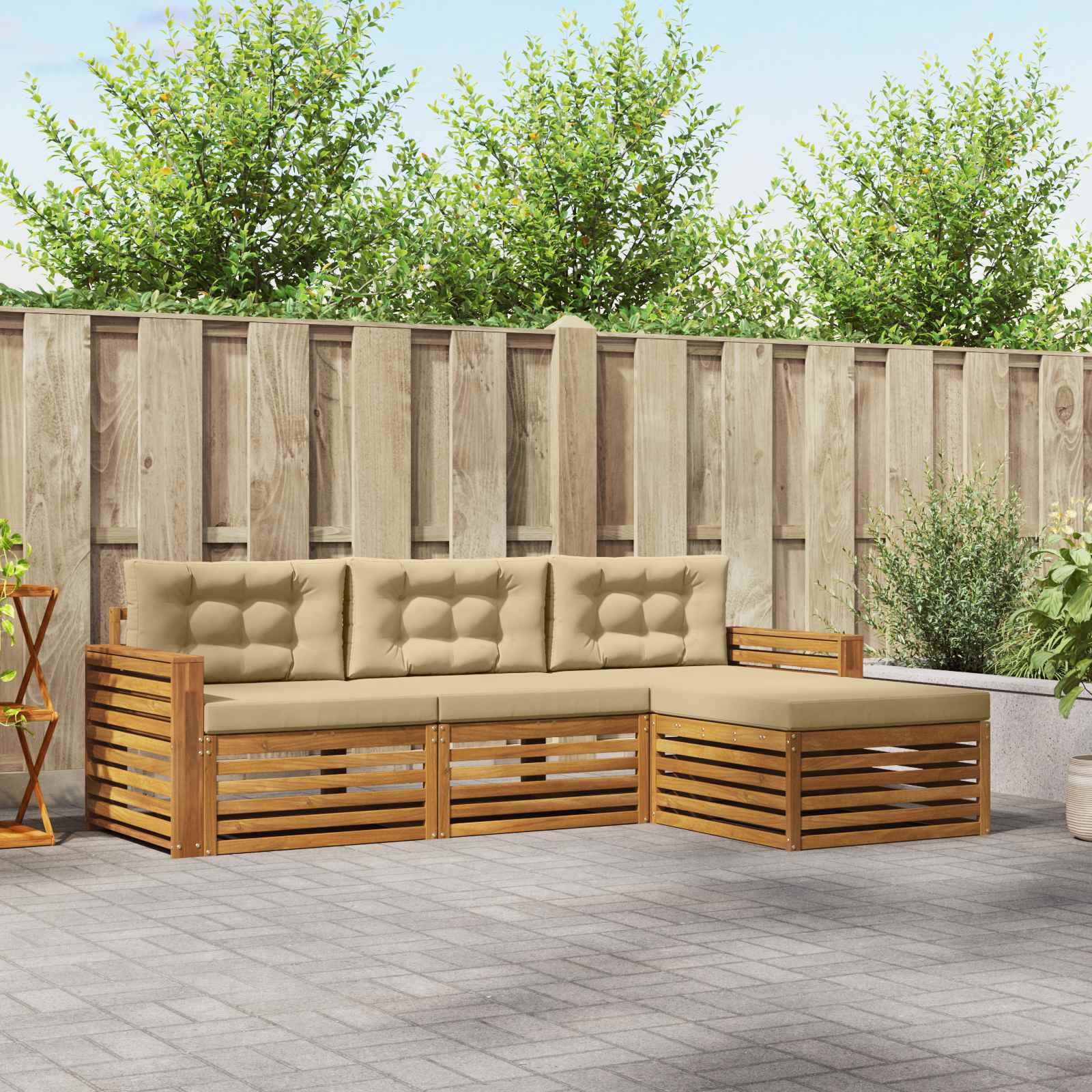 Conjunto de sofás de exterior con cojín Gris Natural y Claro