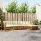 Conjunto de sofás de exterior con cojín 5 pcs Natural y Crema
