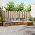 Conjunto de sofás de exterior 5 pcs Gris Natural y Claro