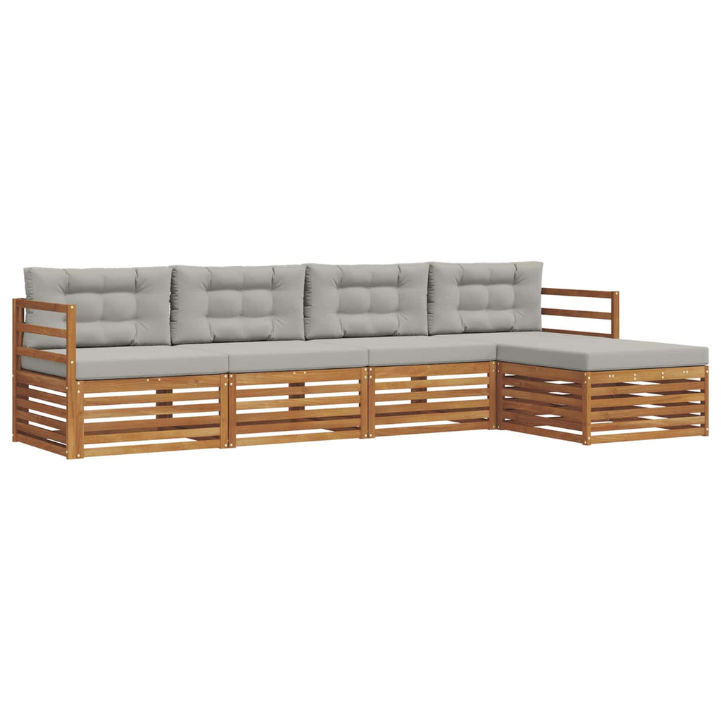 Conjunto de sofás de exterior 5 pcs Gris Natural y Claro