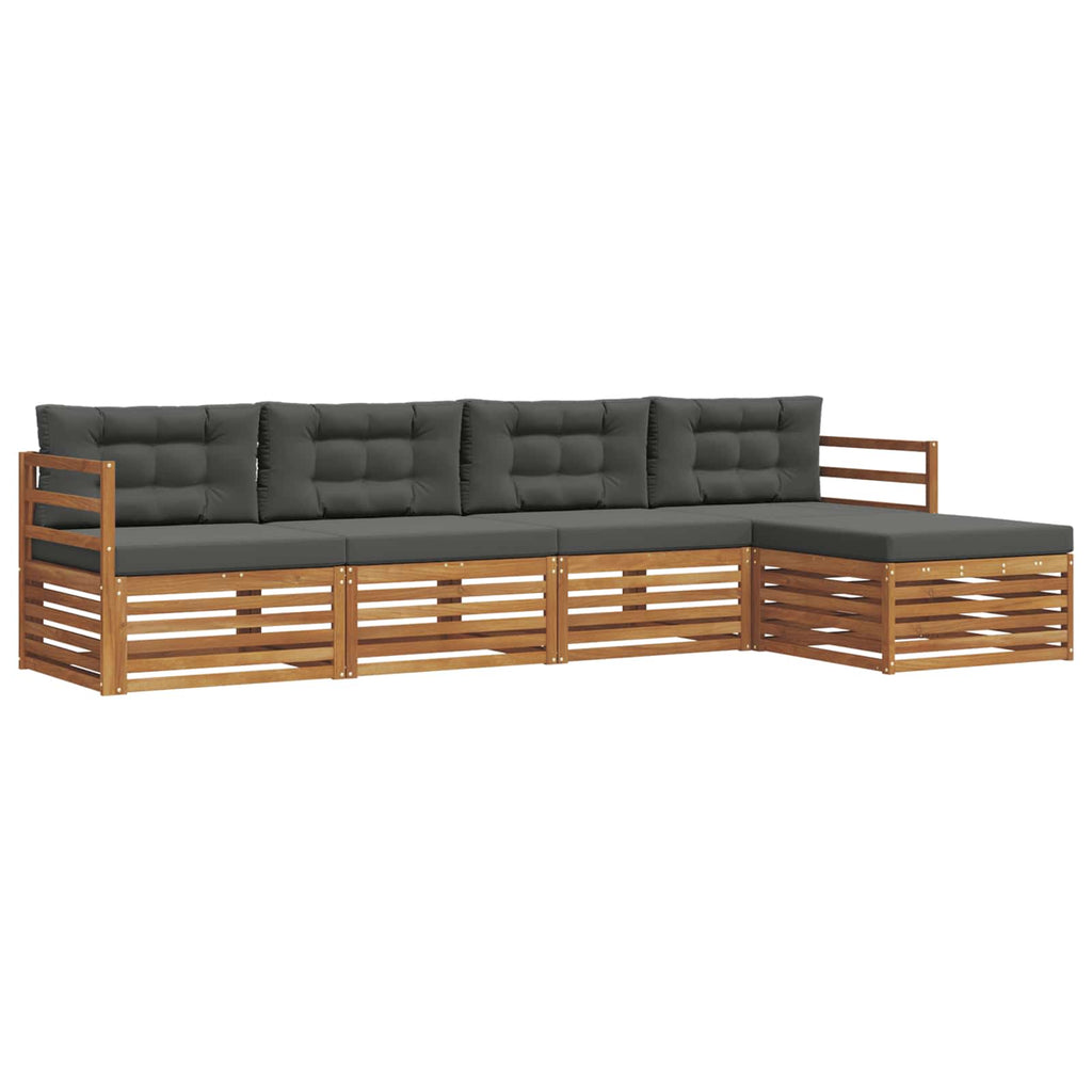 Conjunto de sofás de exterior 5 pcs Natural y Antracita