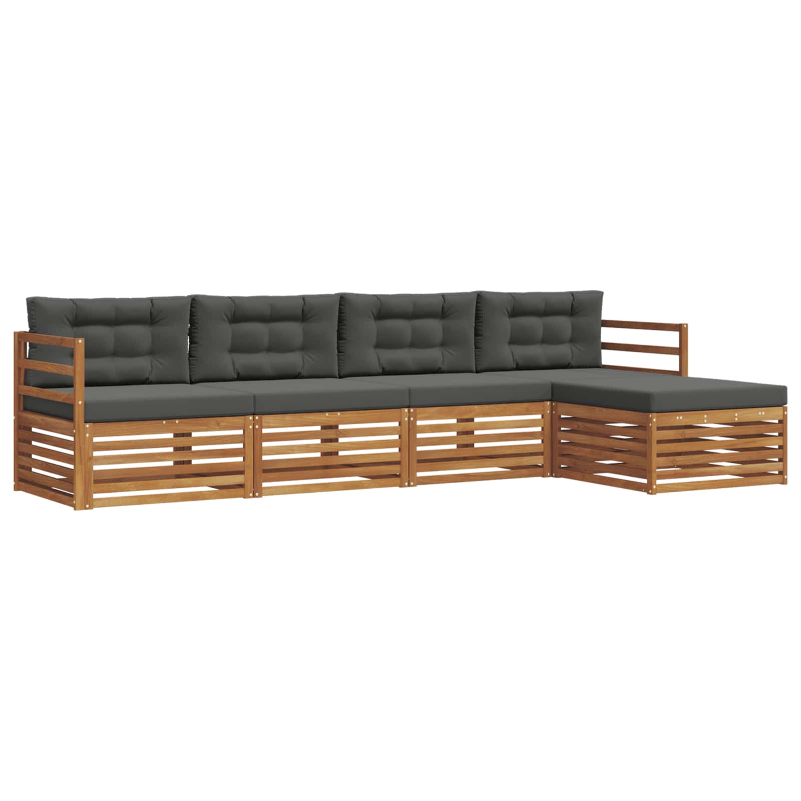 Conjunto de sofás de exterior 5 pcs Natural y Antracita