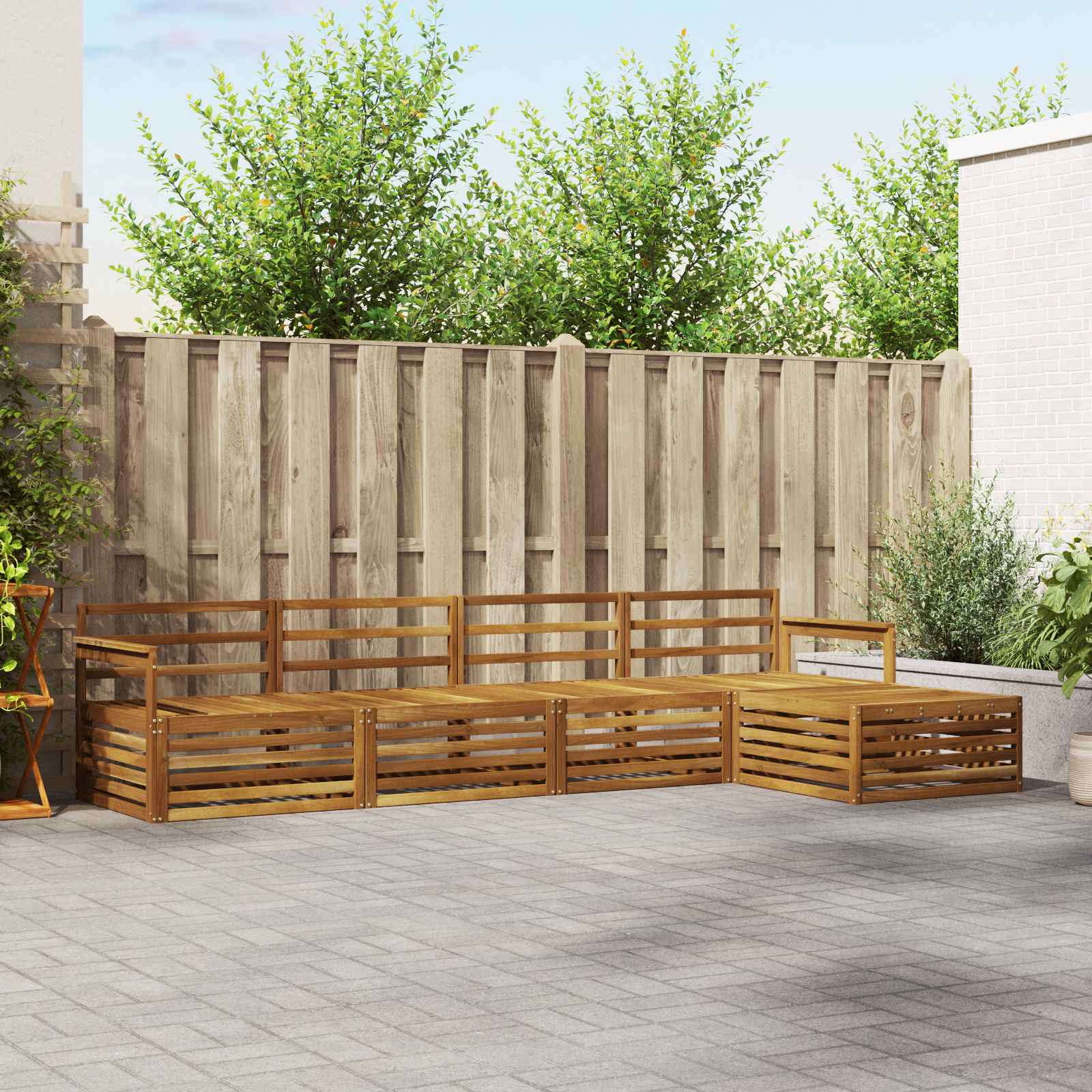 Conjunto de sofás de exterior 5 pcs Natural